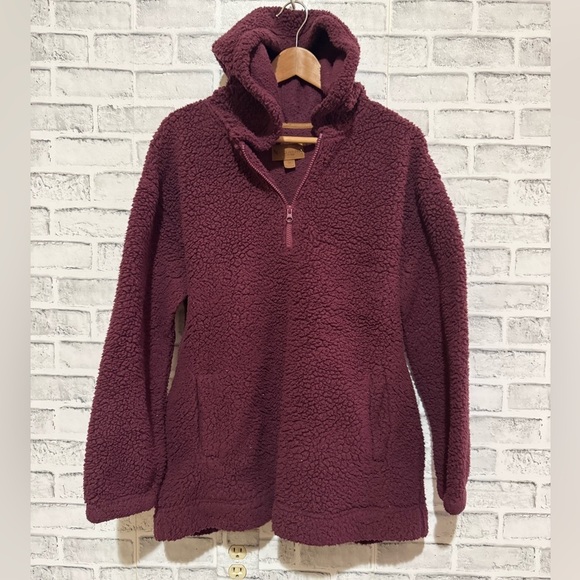 Koolaburra Jackets & Blazers - Women’s Koolaburra by UGG Fleece Sherpa 1/4 Zip Pullover Maroon Medium